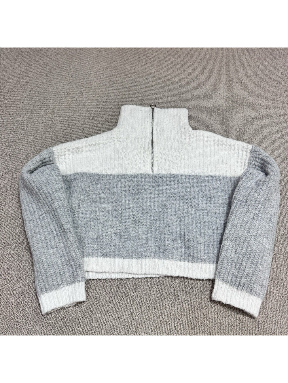 Jessica Simpson Sweater Gray White Long Sleeve 1/4 Zip Women’s Size XS